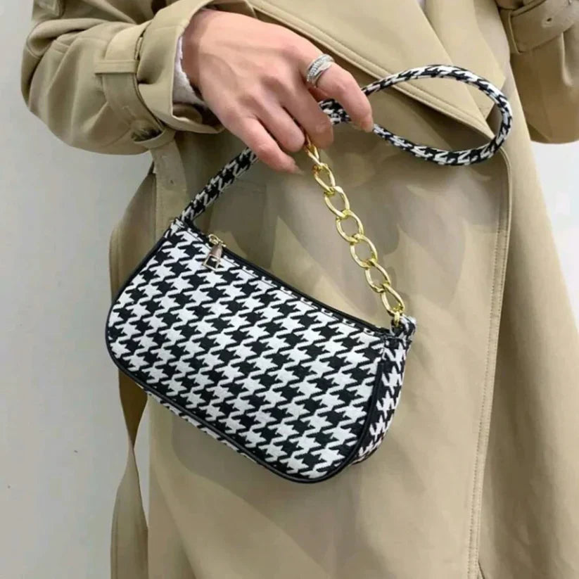 Chic Bold Elegance Houndstooth Crossbody Bag