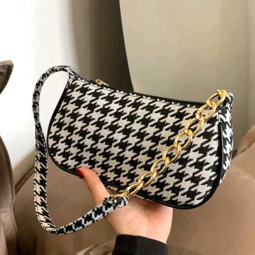 Chic Bold Elegance Houndstooth Crossbody Bag