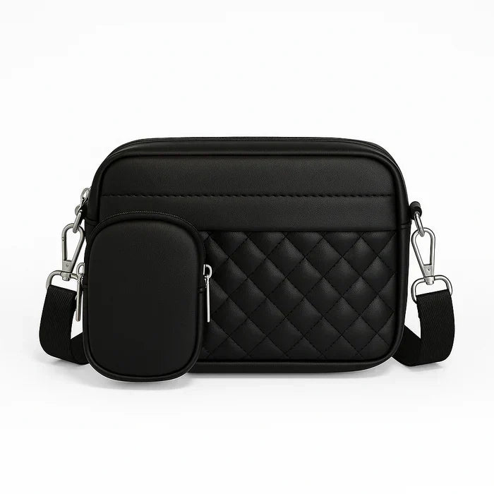 Quilted CrossBody Bag With Coin Pocket C-AR-9 Black
