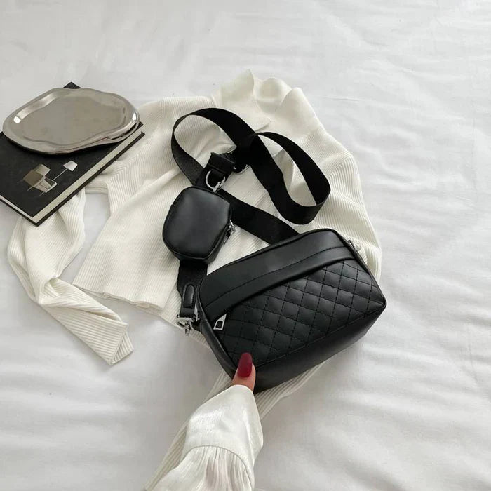 Quilted CrossBody Bag With Coin Pocket C-AR-9 Black