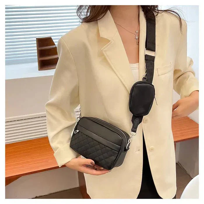 Quilted CrossBody Bag With Coin Pocket C-AR-9 Black