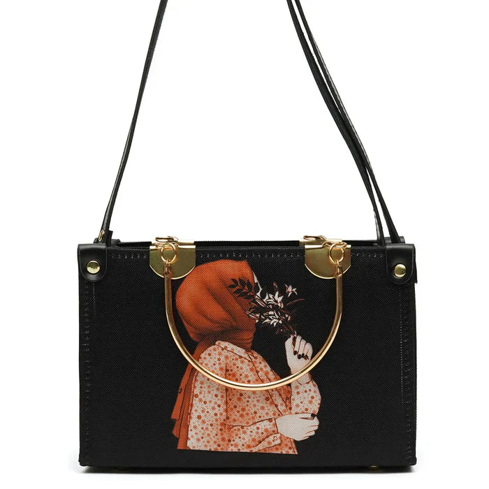Artistic Printed Shoulder Bag Black