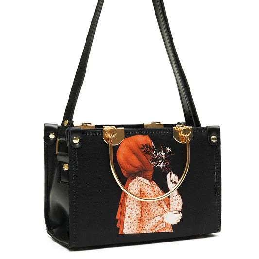 Artistic Printed Shoulder Bag Black