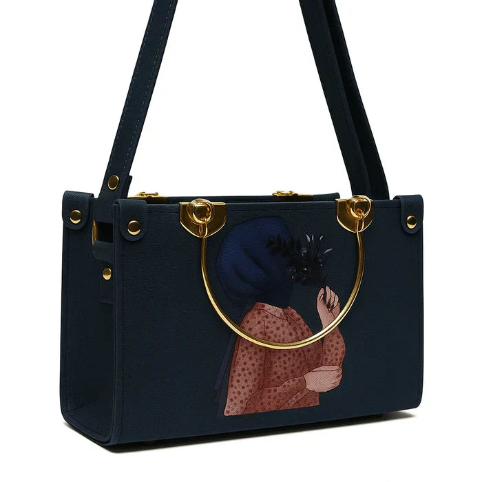 Artistic Printed Shoulder Bag Blue
