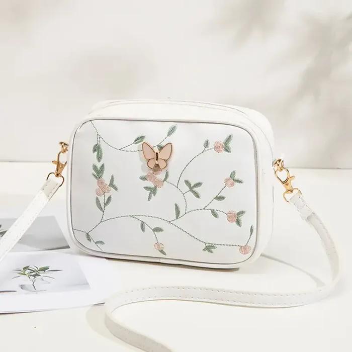 Embroidered Butterfly Crossbody Bag