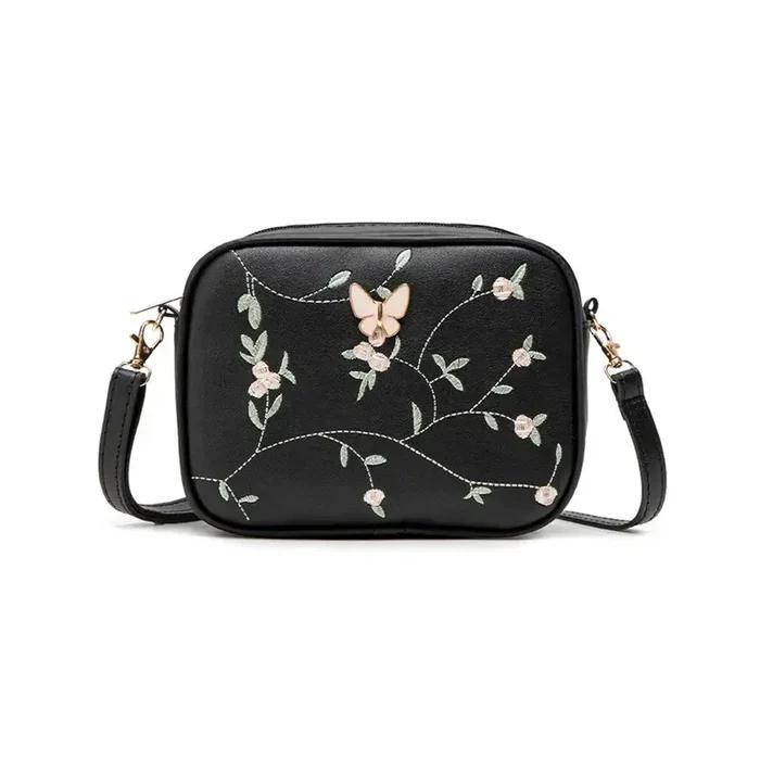 Embroidered Butterfly Crossbody Bag