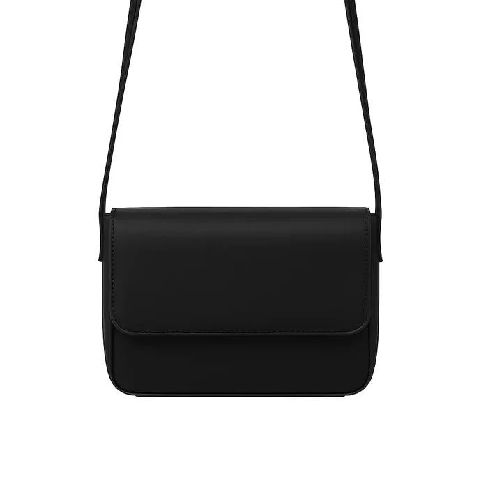 Magnetic Button Strap Crossbody Bag for Women Black