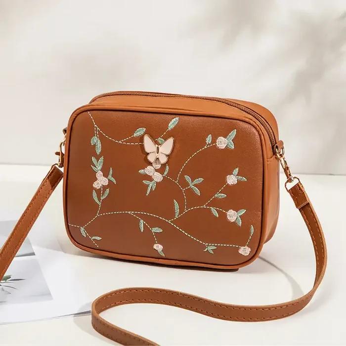 Embroidered Butterfly Crossbody Bag