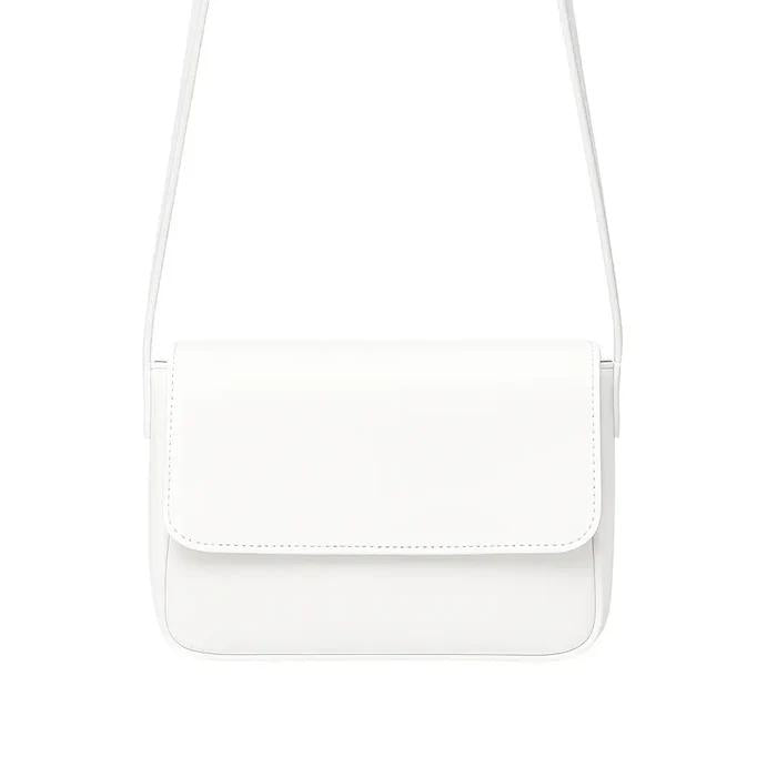 Magnetic Button Strap Crossbody Bag for Women White